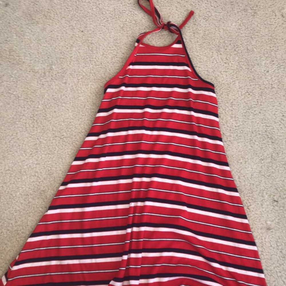 Red white and blue flows halter dress